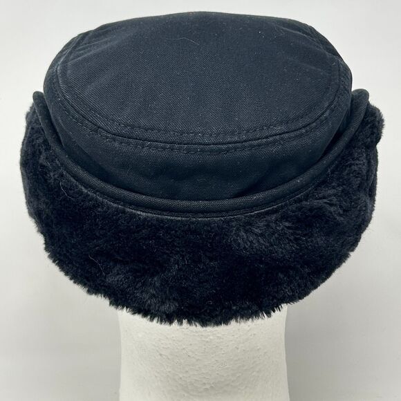 Broner Duck Work Cap Winter Hat X-Large Canvas Faux Fur Soft Pile Ear Flap Black - Picture 4 of 13